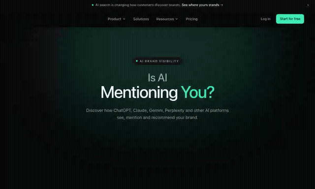 MentioningYou homepage — typing a domain into the free AI visibility scan